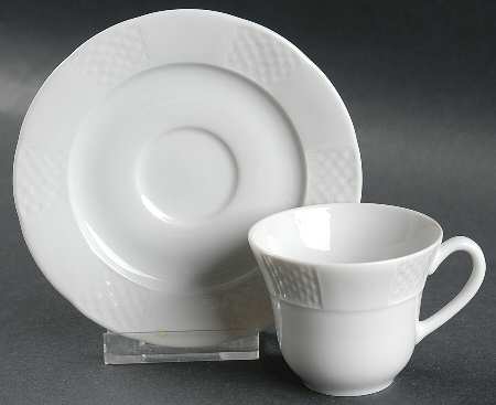 Basket Weave Flat Demitasse Cup & Saucer Set