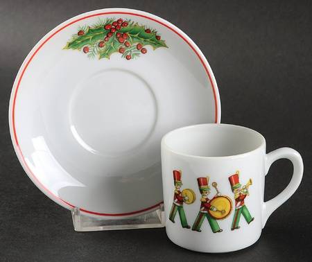 Christmas Magic Flat Demitasse Cup & Saucer Set