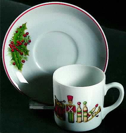 Christmas Magic Flat Demitasse Cup & Saucer Set