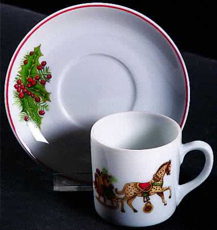 Christmas Magic Flat Demitasse Cup & Saucer Set