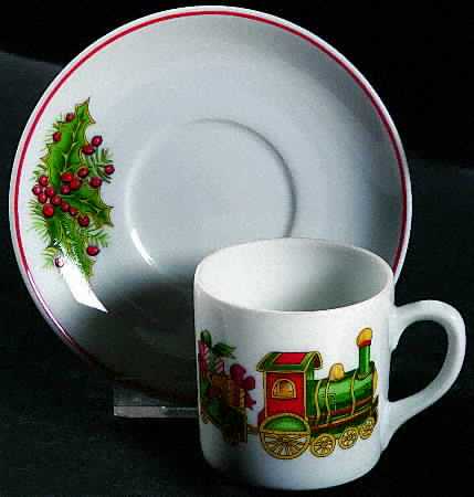 Christmas Magic Flat Demitasse Cup & Saucer Set