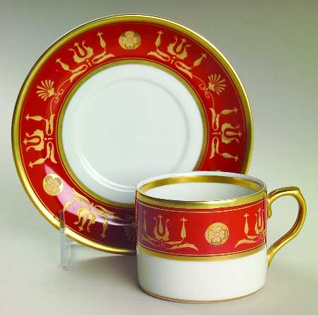Empire Red Flat Cup & Saucer Set