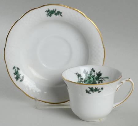 Green Rose Flat Demitasse Cup & Saucer Set
