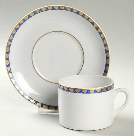 Isabella Blue Flat Cup & Saucer Set