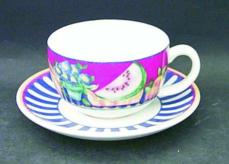 Market Place Flat Cup & Saucer Set