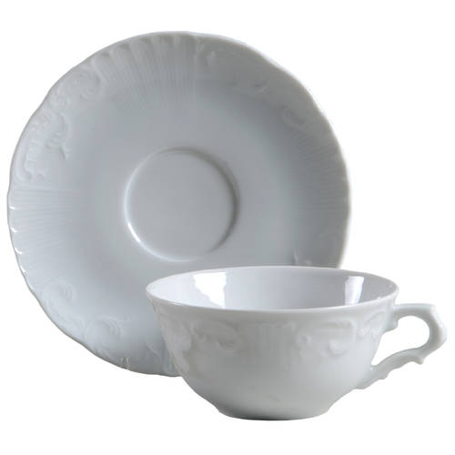 Manueline White Flat Cup & Saucer Set