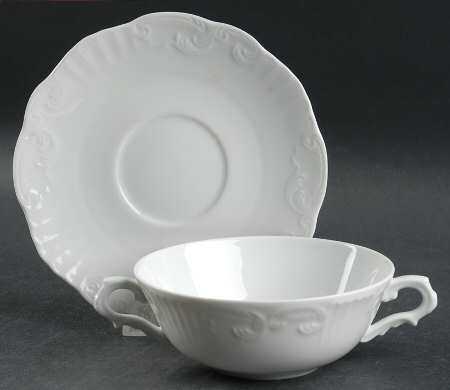Manueline White Flat Cream Soup Bowl & Saucer Set