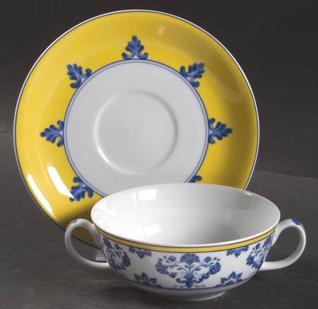 Pavilion (Castelo Branco) Flat Cream Soup Bowl & Saucer Set by Vista Alegre