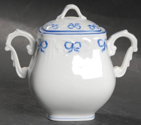 Ruban Blue Sugar Bowl & Lid