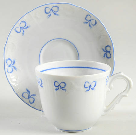 Ruban Blue Flat Cup & Saucer Set