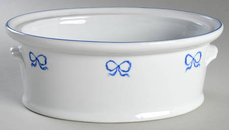 Ruban Blue 2 Quart Oval Covered Casserole No Lid