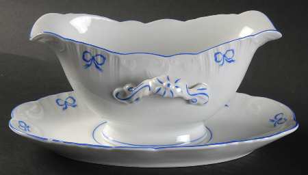 Ruban Blue Gravy Boat & Underplate