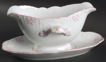 Ruban Pink Gravy Boat & Underplate
