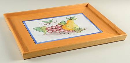 Buon Giorno Rectangular Wood Tray with Tile Insert