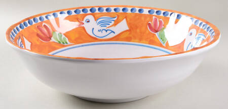 Campagna Bird (Uccello) 12" Melamine Salad Serving Bowl by Vietri (Italy)