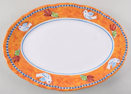 Campagna Bird (Uccello) 16" Melamine Oval Serving Platter by Vietri (Italy)