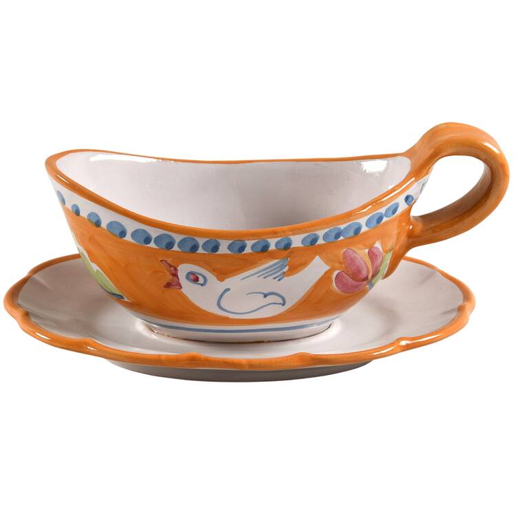 Campagna Bird (Uccello) Gravy Boat with Attached Underplate