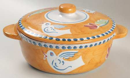 Campagna Bird (Uccello) 1.25 Qt Round Covered Casserole