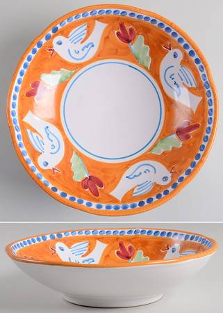 Campagna Bird (Uccello) 8" Individual Pasta Bowl by Vietri (Italy)