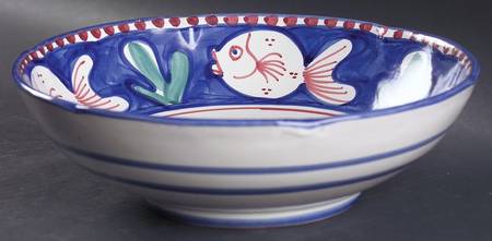Campagna-Fish Royal Blue (Pesce) 10" Round Serving Bowl