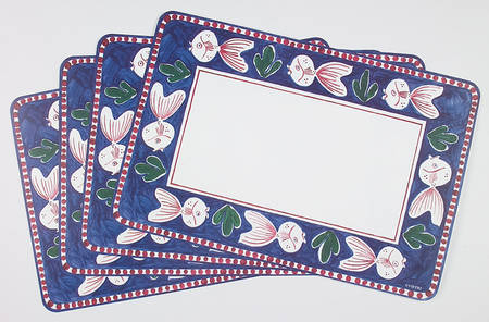 Campagna-Fish Royal Blue (Pesce) Vinyl Placemat - Set of 4