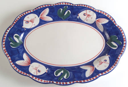 Campagna-Fish Royal Blue (Pesce) 22" Oval Serving Platter