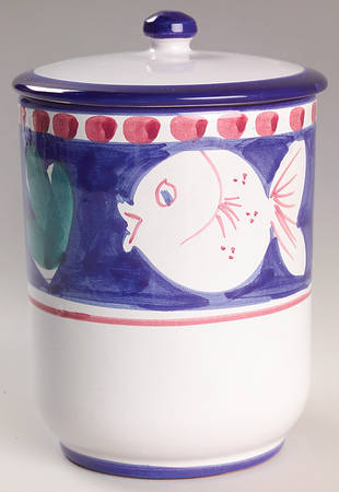 Campagna-Fish Royal Blue (Pesce) 5" Storage Jar & Lid by Vietri (Italy)