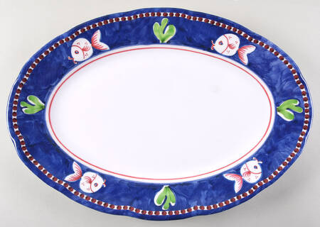 Campagna-Fish Royal Blue (Pesce) 16" Melamine Oval Serving Platter