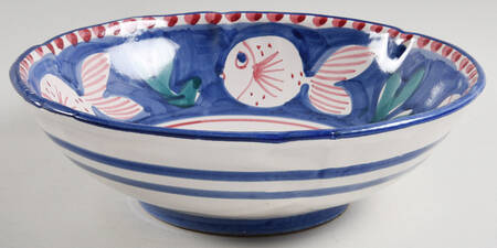 Campagna-Fish Royal Blue (Pesce) 10" Round Serving Bowl