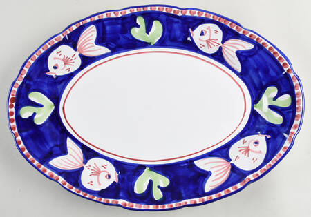 Campagna-Fish Royal Blue (Pesce) 16" Oval Serving Platter