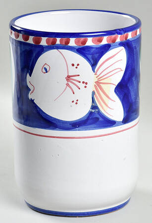 Campagna-Fish Royal Blue (Pesce) 7" Storage Jar No Lid by Vietri (Italy)