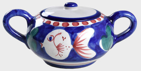 Campagna-Fish Royal Blue (Pesce) Sugar Bowl & Lid