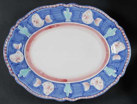 Campagna-Fish Royal Blue (Pesce) 16" Oval Serving Platter