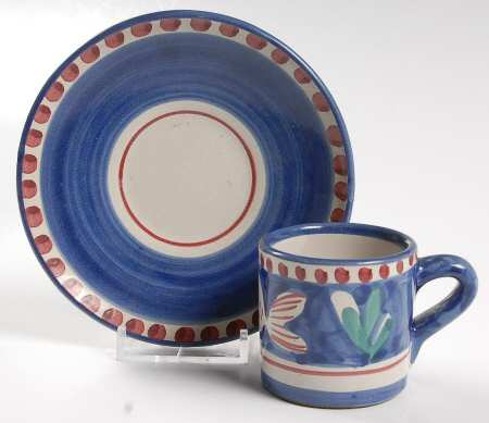 Campagna-Fish Royal Blue (Pesce) Flat Demitasse Cup & Saucer Set