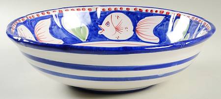 Campagna-Fish Royal Blue (Pesce) 12" Round Serving Bowl by Vietri (Italy)