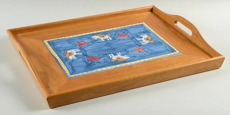 Campagna Horse (Cavallo) Rectangular Wood Tray with Tile Insert