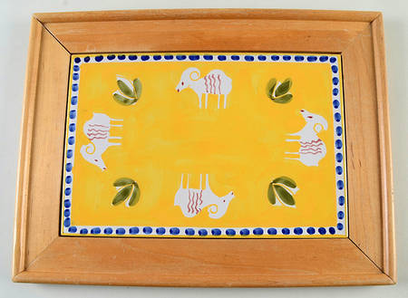 Campagna Ram (Montone) Rectangular Wood Tray with Tile Insert