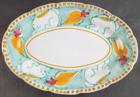 Campagna Rabbit (Coniglio) 16" Oval Serving Platter by Vietri (Italy)