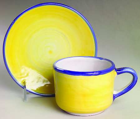 Rainbow Sunburst Yellow Flat Cup & Saucer Set
