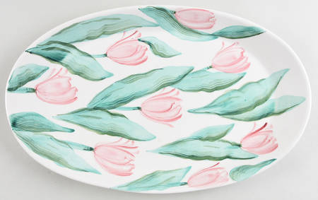 Tulipani D'Acqua 14" Oval Serving Platter