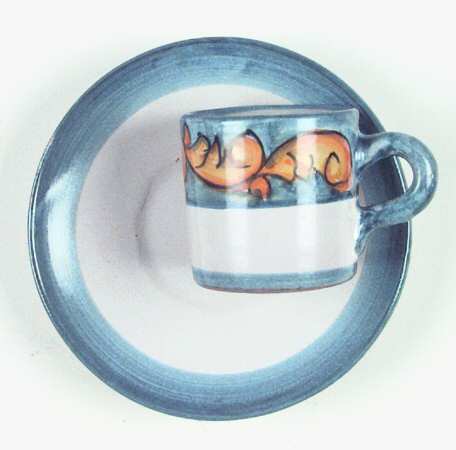 Florentine Blue and Yellow Flat Demitasse Cup & Saucer Set