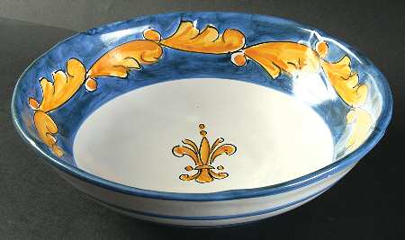 Florentine Blue and Yellow 10" Round Vegetable Bowl