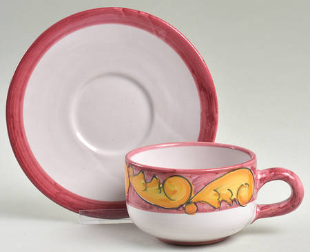 Florentine Red and Yellow Flat Cup & Saucer Set