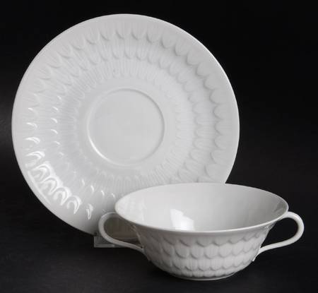 Florence (White Undecorated) Flat Cream Soup Bowl & Saucer Set