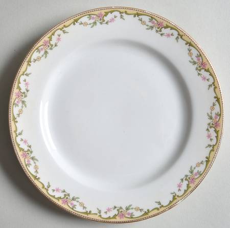 The Meuse (Pink & Yellow Flowers, Green) Bread & Butter Plate