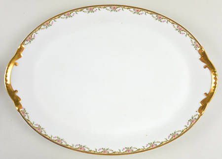 The Meuse (Pink & Yellow Flowers, Green) 16" Oval Serving Platter
