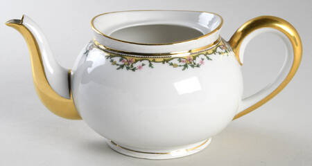 The Meuse (Pink & Yellow Flowers, Green) Teapot No Lid