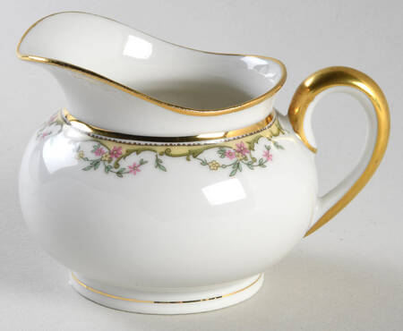 The Meuse (Pink & Yellow Flowers, Green) Creamer