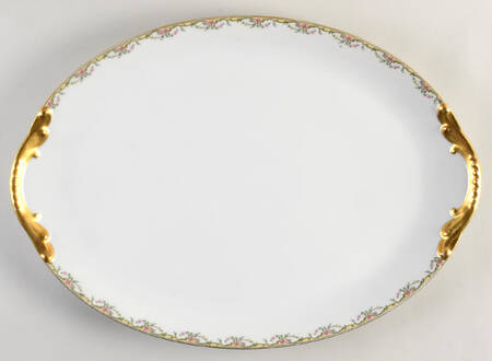 The Meuse (Pink & Yellow Flowers, Green) 18" Oval Serving Platter