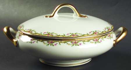 The Meuse (Pink & Yellow Flowers, Green) Round Covered Vegetable